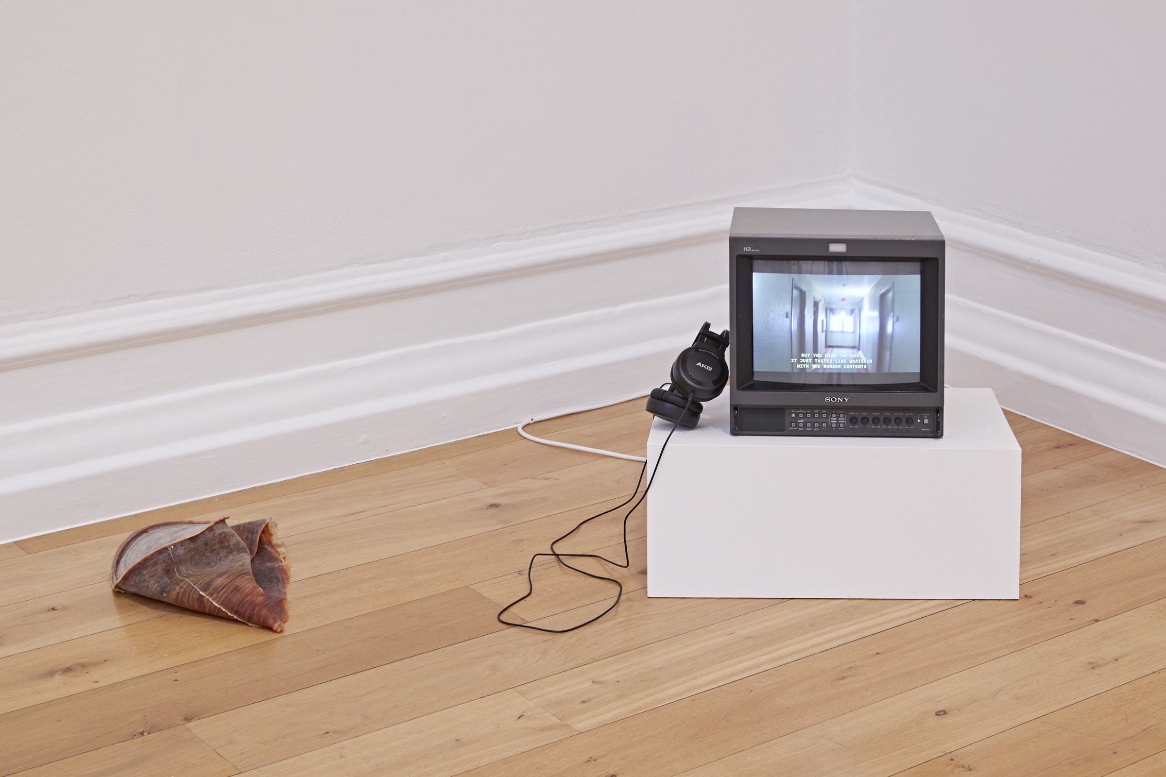 Installation view of Judgement Proof, Darya Diamond's 2020 work at New Contemporaries 2021, Rich Mix, London.