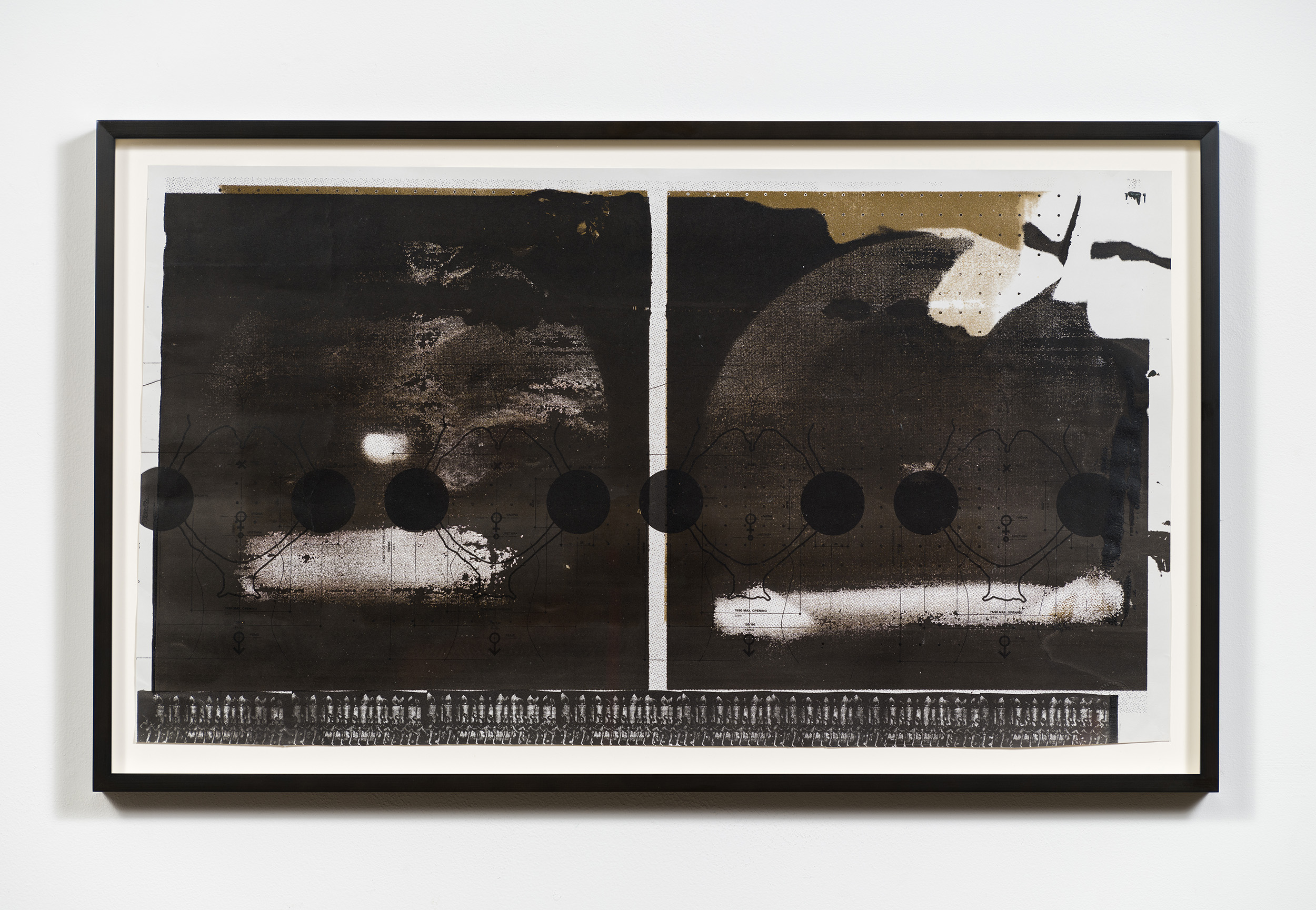 Field of Vision by Darya Diamond, 2021. Lithograph and silk screen on archival paper, 22" × 43".