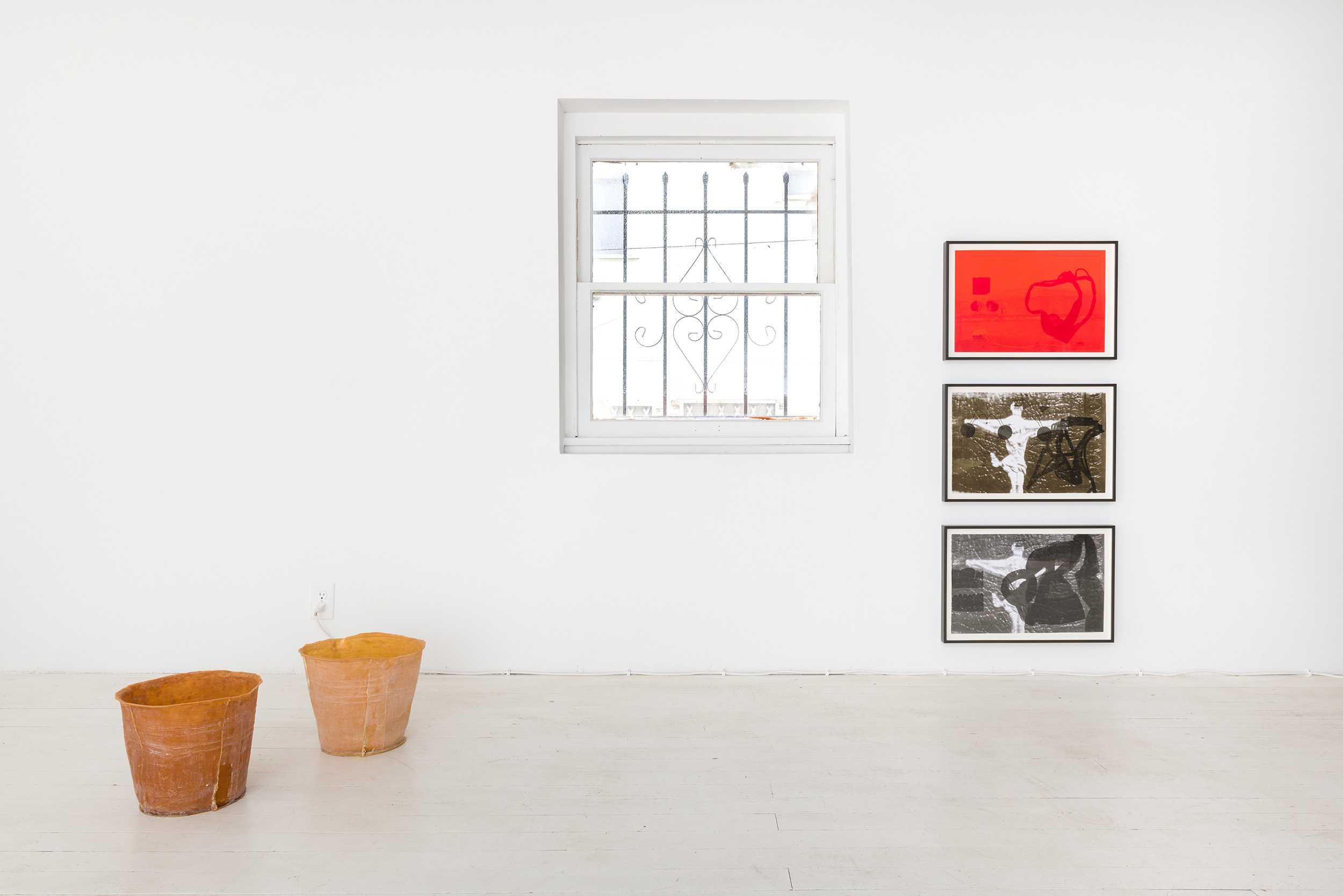 Installation view of Primordial Workplace, Darya Diamond's exhibition at Sebastian Gladstone, Los Angeles.