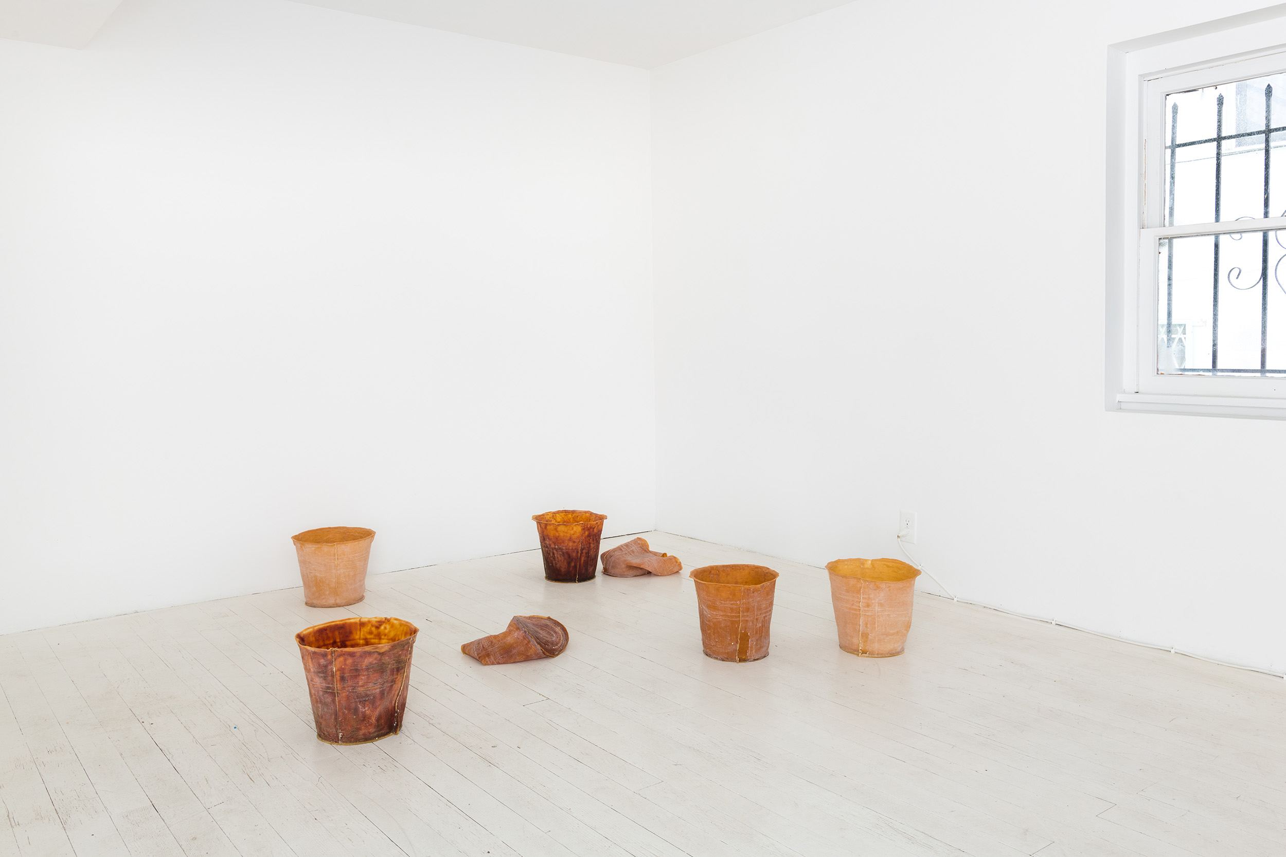 Installation view of Primordial Workplace, Darya Diamond's exhibition at Sebastian Gladstone, Los Angeles.