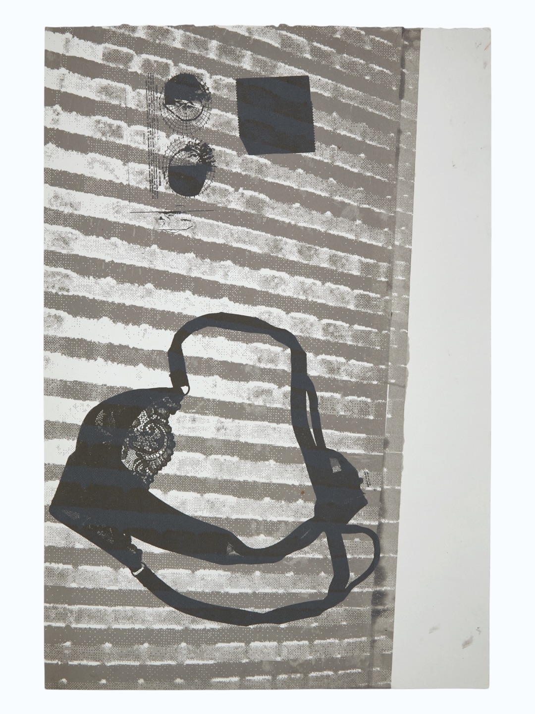 Untitled, 2025, by Darya Diamond. Silk screen and blockprint on paper, 34 × 50 cm.