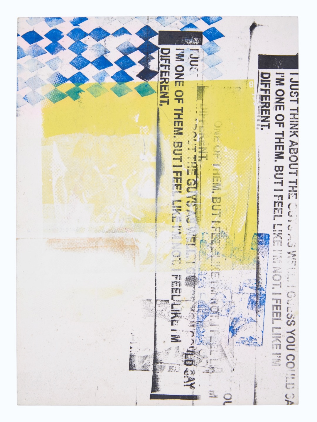Untitled, 2025, by Darya Diamond. Silk screen and blockprint on paper, 20.5 × 43.5 cm.